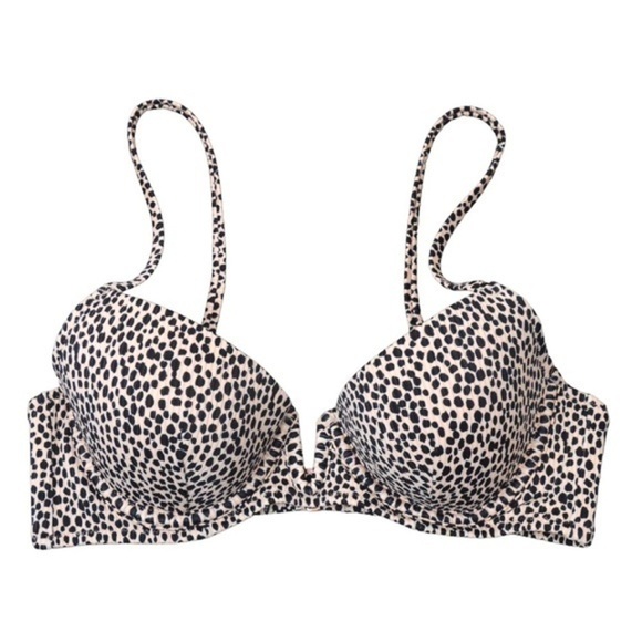 Shade & Shore Leopard V-Wire Bikini Top, Size 34B - Picture 1 of 8